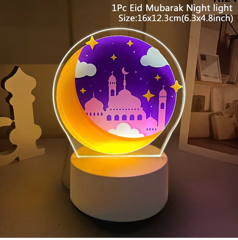 EID Night Light EID Mubarak Ramadan Decoration for Home Islam Muslim Party Decor Eid Al Adha Ramadan and Eid Ramadan Kareem
