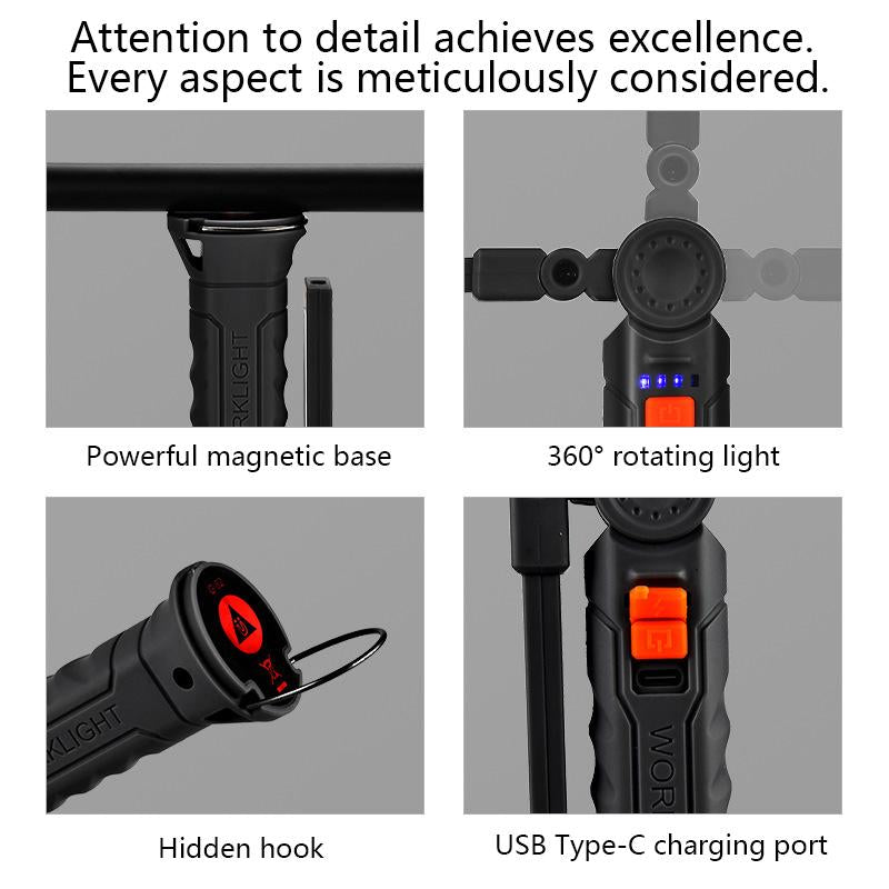 Rechargeable LED Work Light with Magnetic Base & 360° Rotation