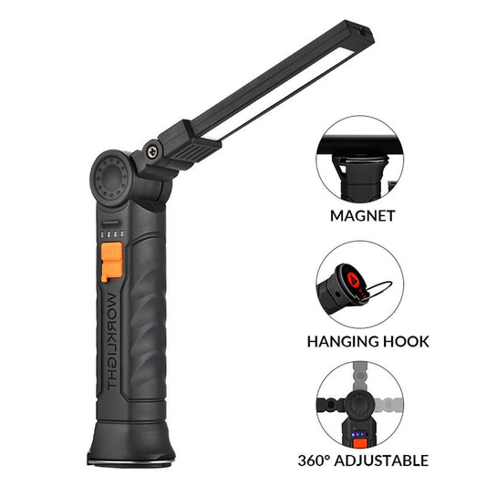 Rechargeable LED Work Light with Magnetic Base & 360° Rotation