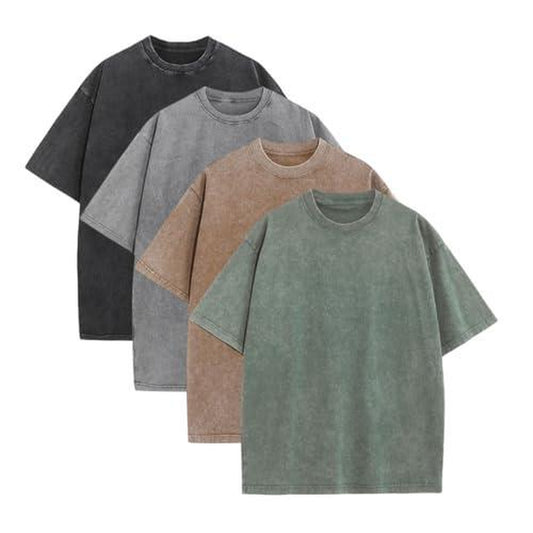 4-Pack Oversized Cotton Sports T-Shirts – Water-Resistant & Washable
