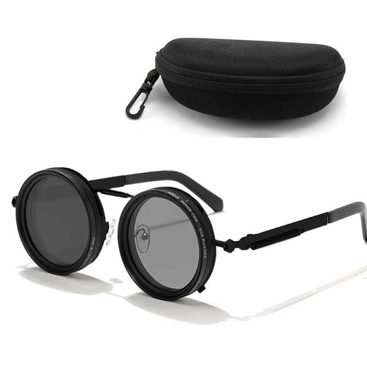 Round Polarized Sunglasses with Adjustable Tint (1–9 Gears) – ND Filter Lenses, UV Protection