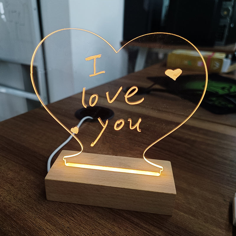 Creative LED Note Board Night Light with USB & Writing Pen